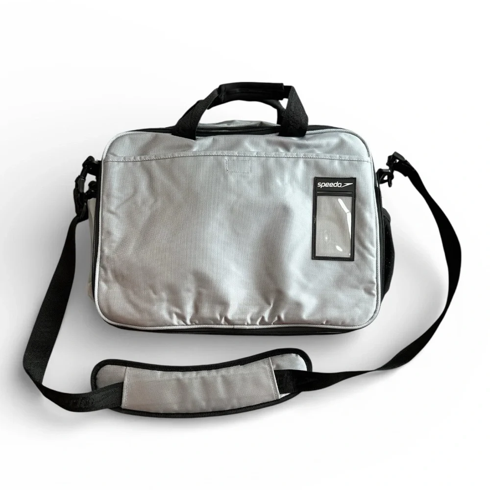 Speedo Silver and Black messenger multiple pocket Bag